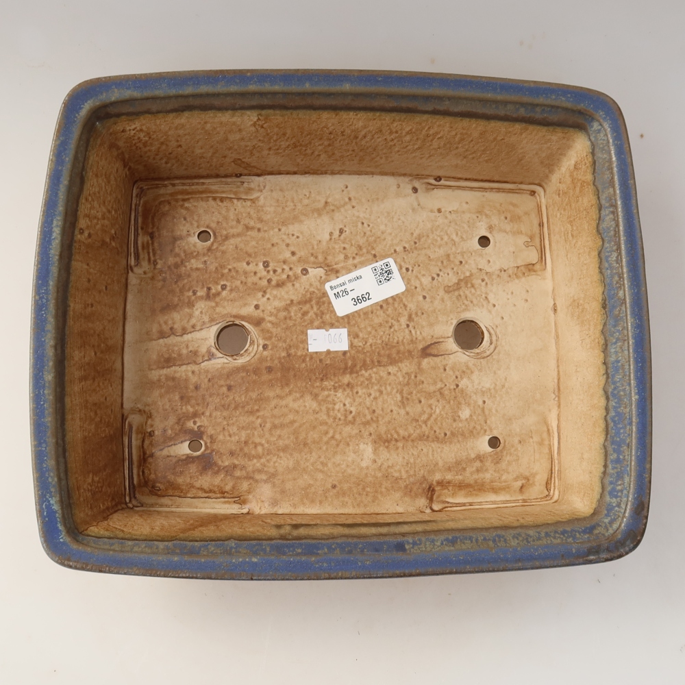 Ceramic bonsai pot, 29.5 x 24.5 x 8 cm, blue