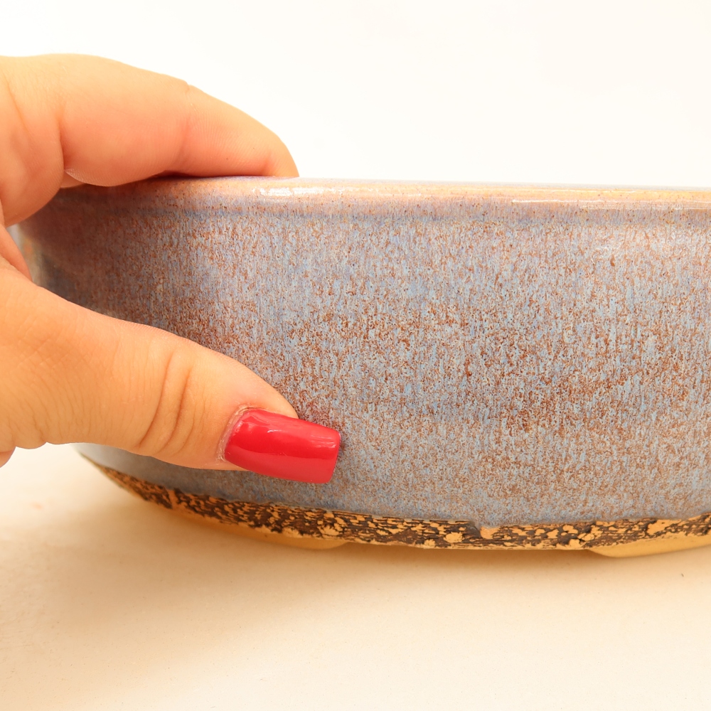 Ceramic bonsai pot, 24 x 24 x 7.5 cm, blue