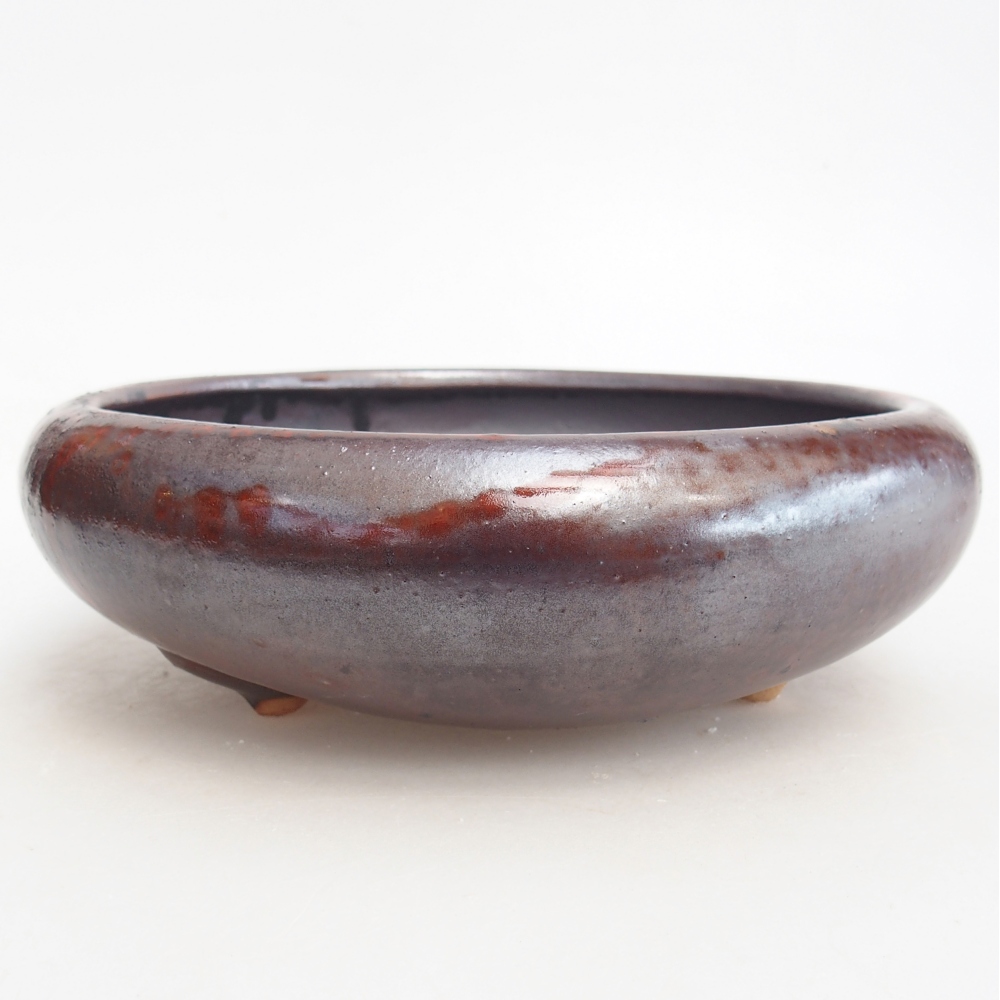 Ceramic bonsai bowl 21 x 21 x 6,5 cm, colour black red