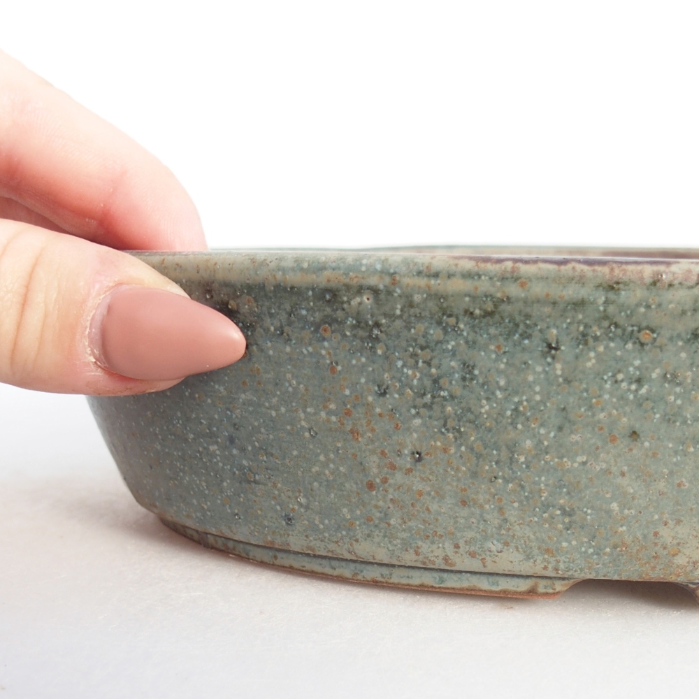 Ceramic bonsai bowl 18,5 x 13 x 4,5 cm, green