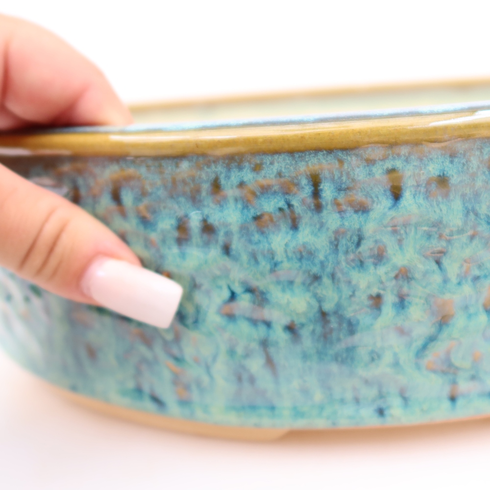 Ceramic bonsai pot, 31 x 31 x 8 cm, blue