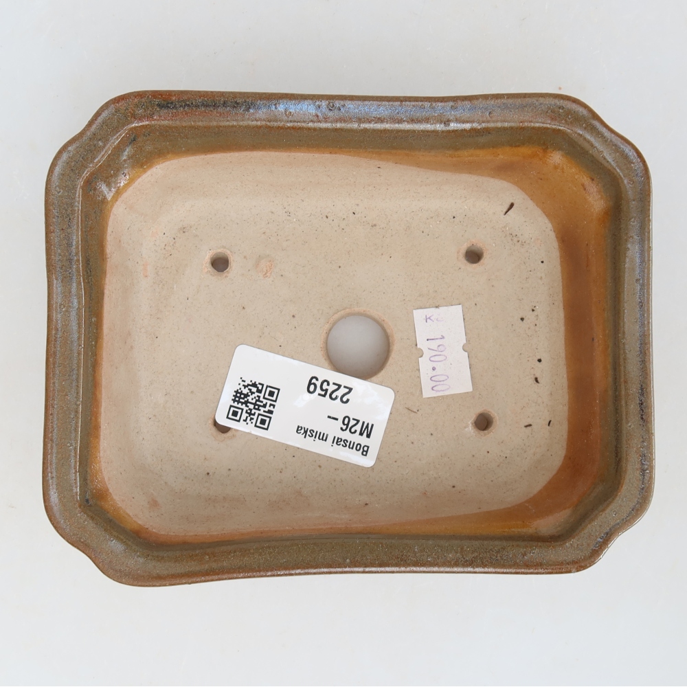 Ceramic bonsai pot, 13 x 10.5 x 4.5 cm, brown