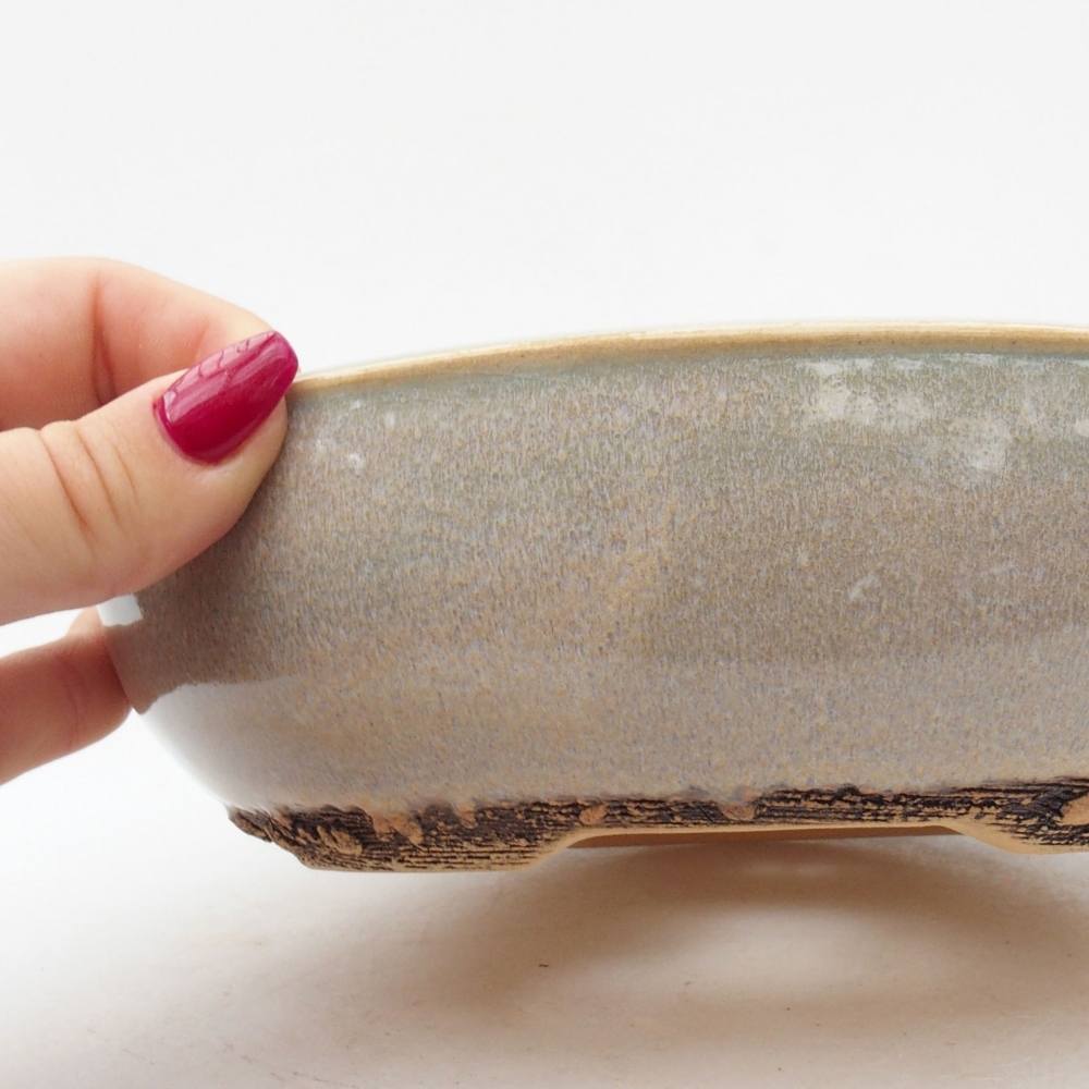 Ceramic bonsai bowl 20 x 20 x 5,5 cm, color green