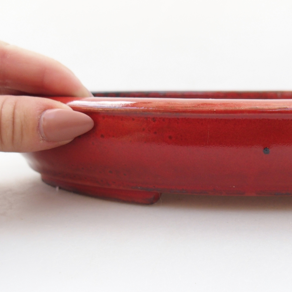 Ceramic bonsai bowl 24 x 19,5 x 4 cm, colour red