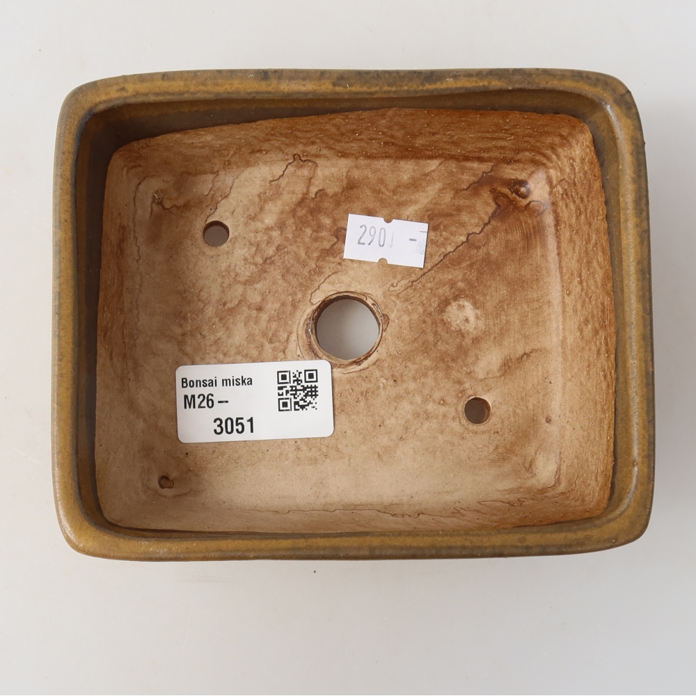 Ceramic bonsai pot, 13.5 x 11 x 5 cm, brown