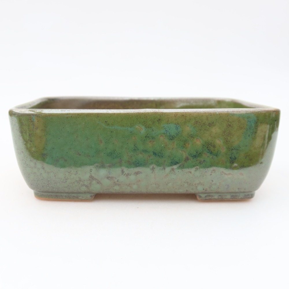 Ceramic bonsai pot, 16 x 10.5 x 5.5 cm, green