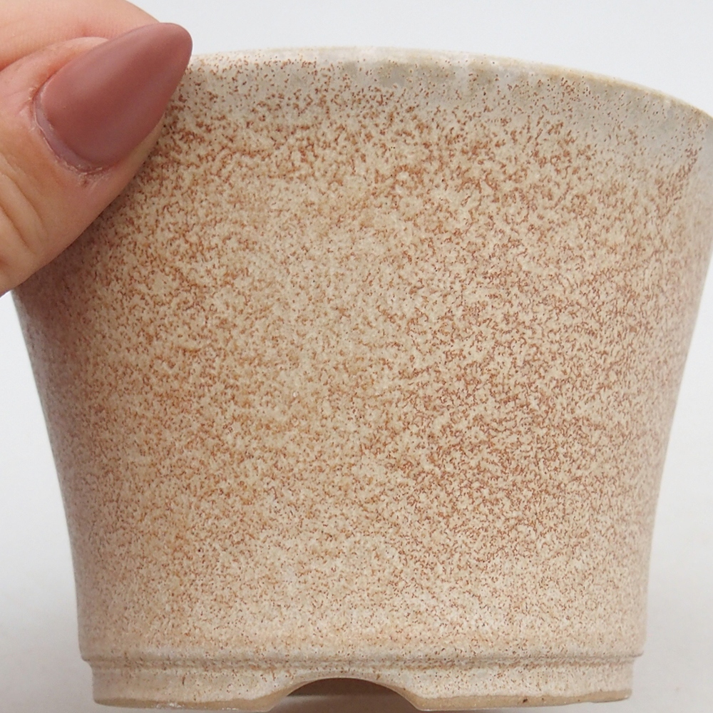 Ceramic bonsai bowl 11 x 11 x 7 cm, colour beige