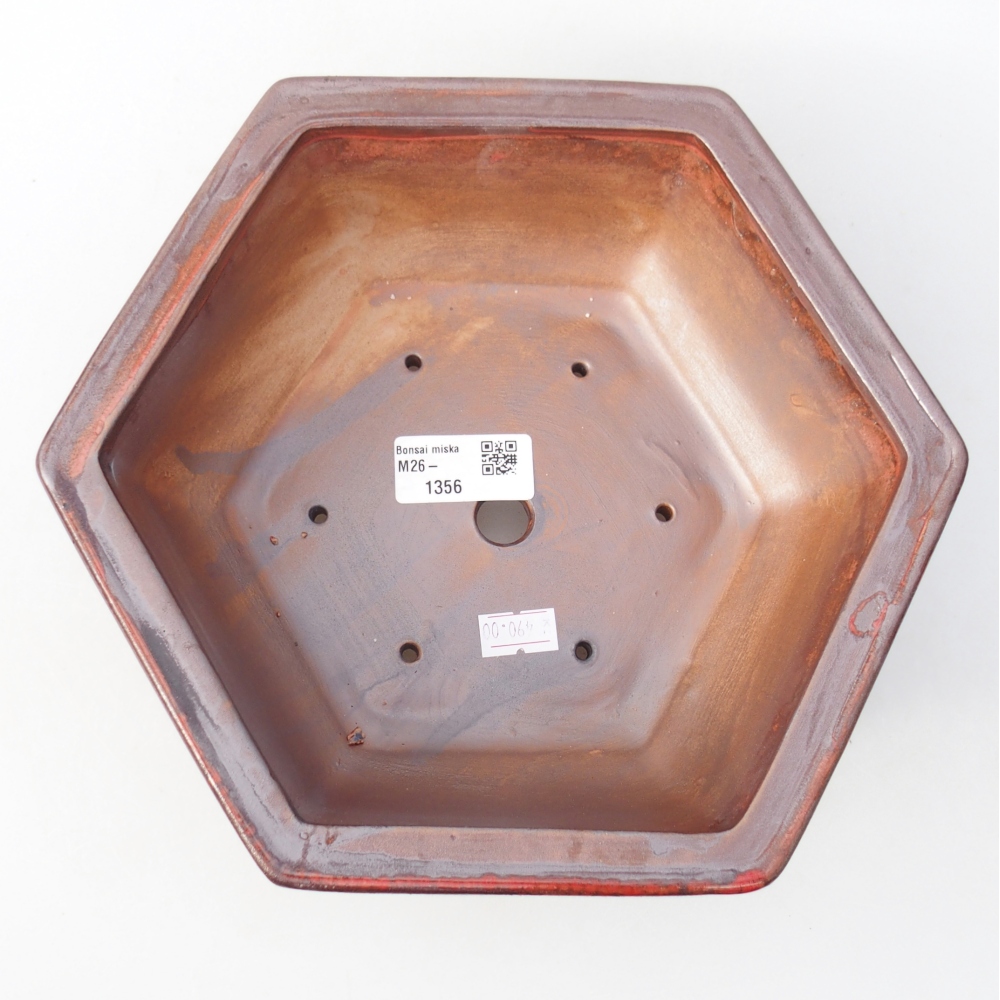 Ceramic bonsai bowl 24 x 21 x 7,5 cm, colour red