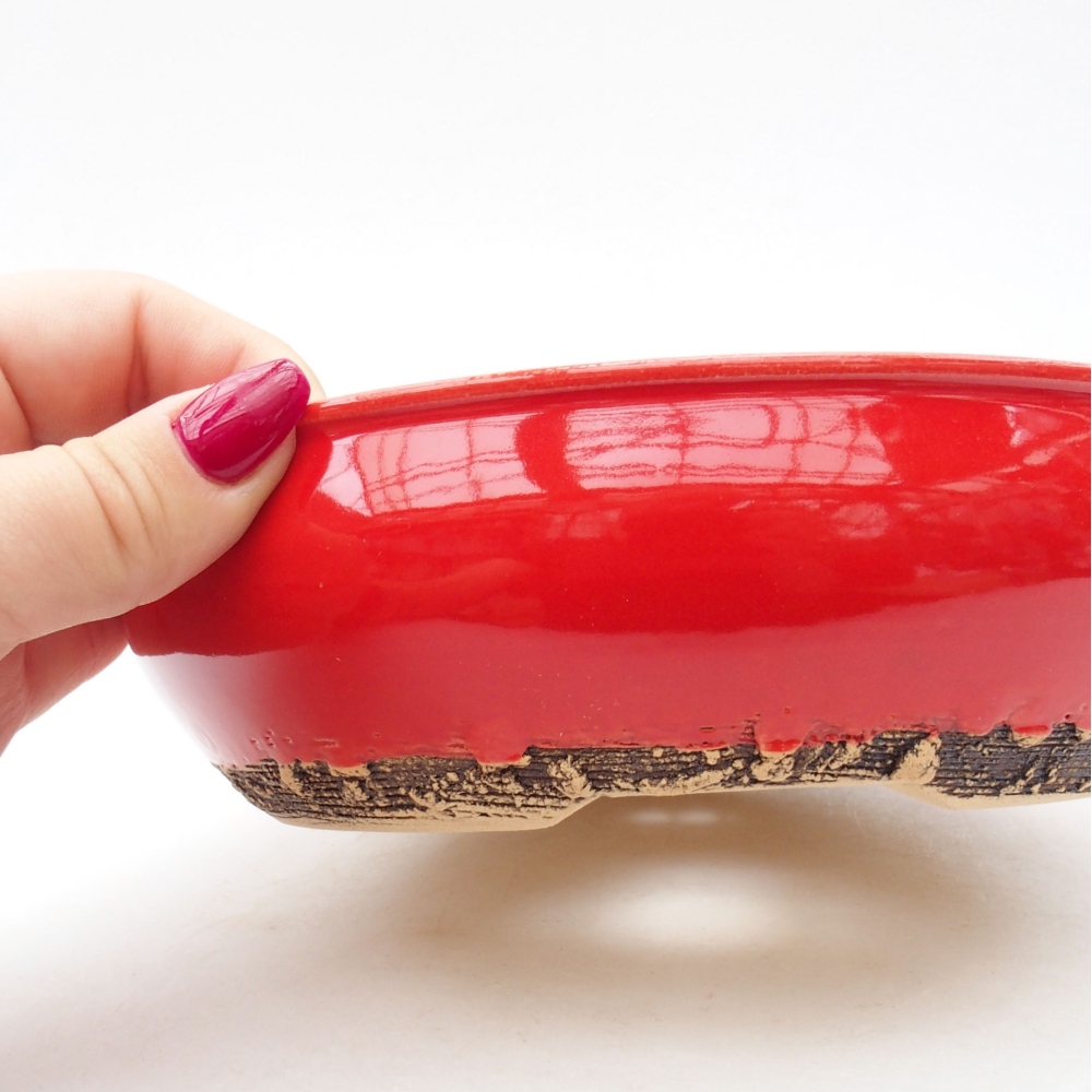 Ceramic bonsai bowl 17 x 17 x 5 cm, color red