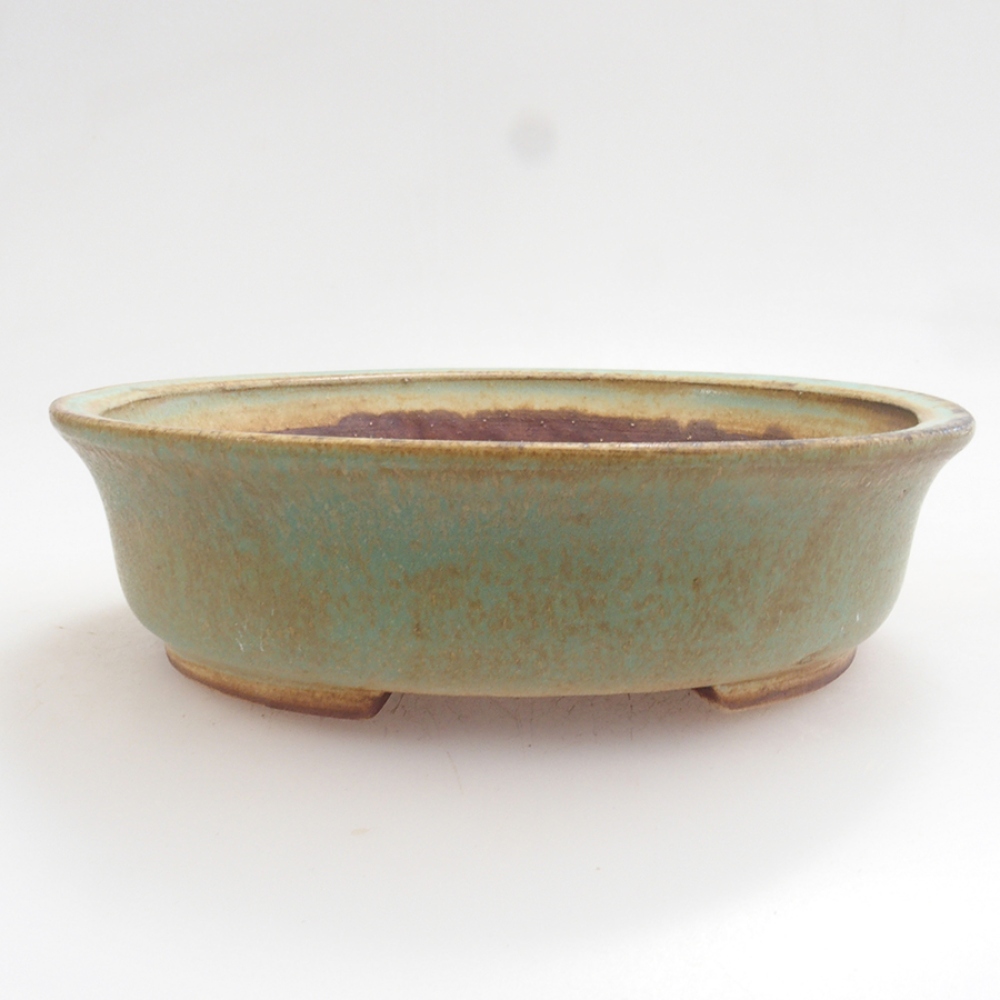 Ceramic bonsai bowl 12 x 11,5 x 3 cm, color green