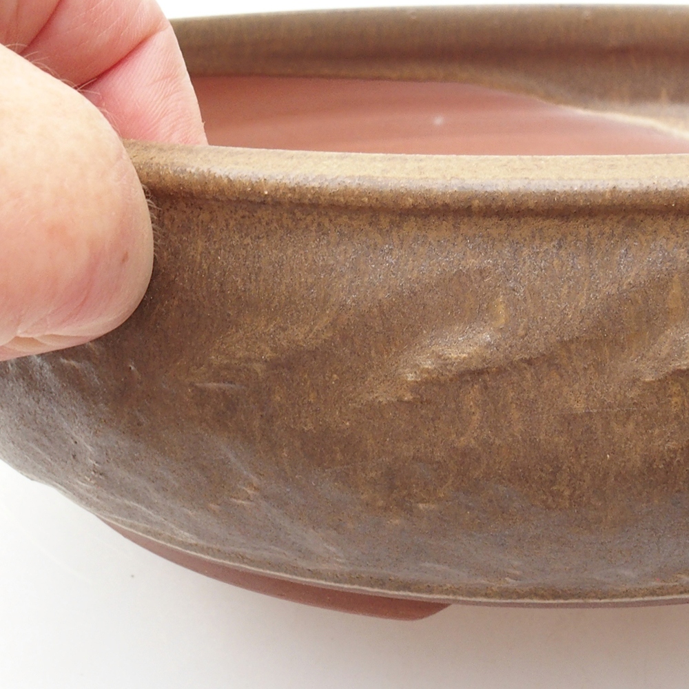 Ceramic bonsai bowl 25,5 x 25,5 x 7 cm, color brown