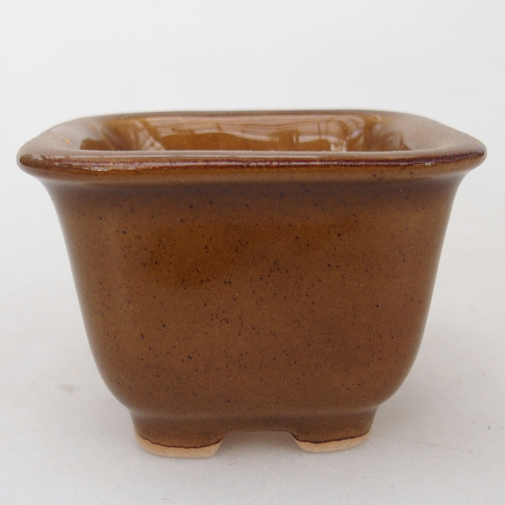 Ceramic bonsai bowl 6,5 x 6,5 x 4,5 cm, brown