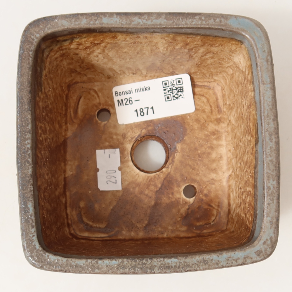 Ceramic bonsai pot, 10.5 x 10.5 x 7 cm, blue