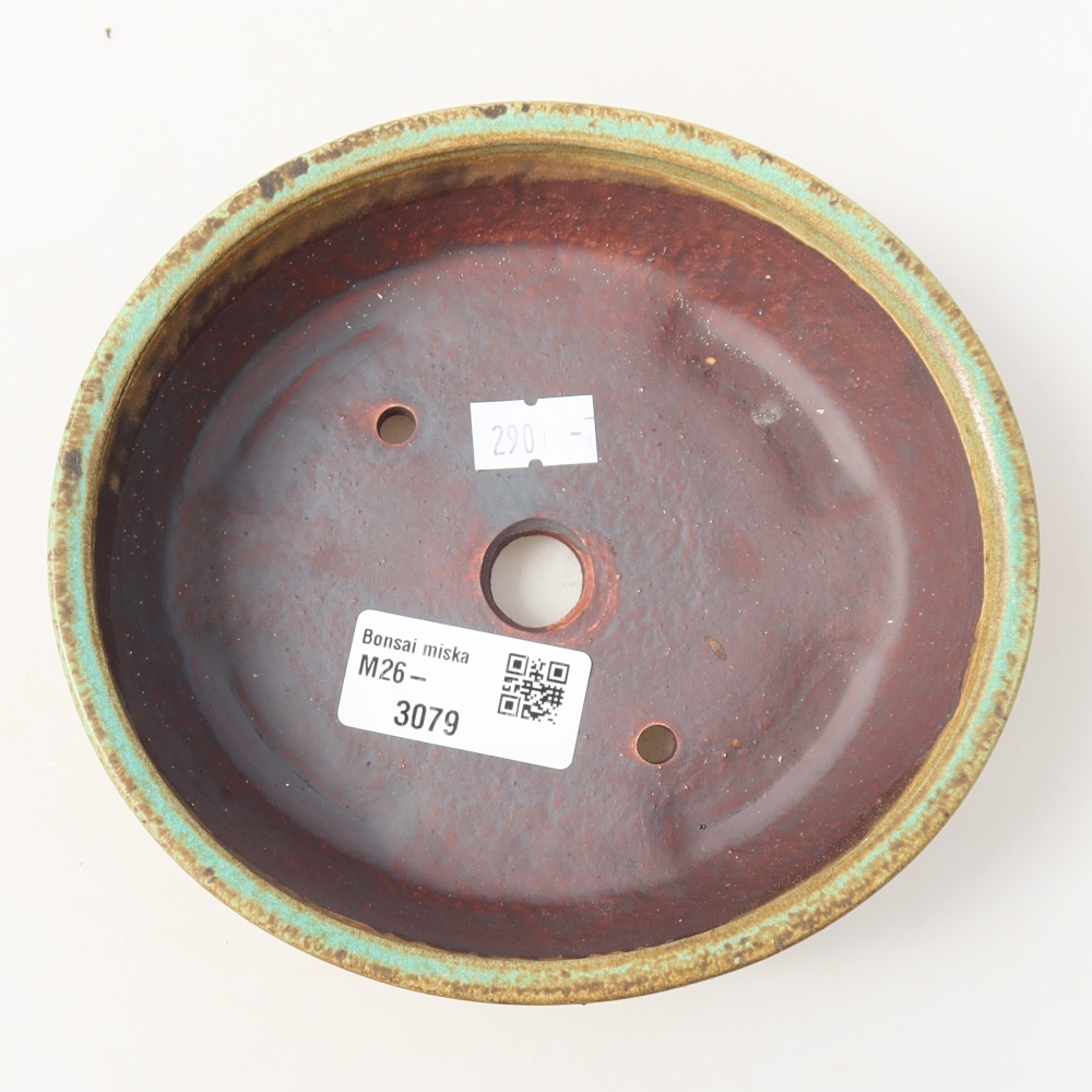 Ceramic bonsai pot, 15 x 14 x 4 cm, green