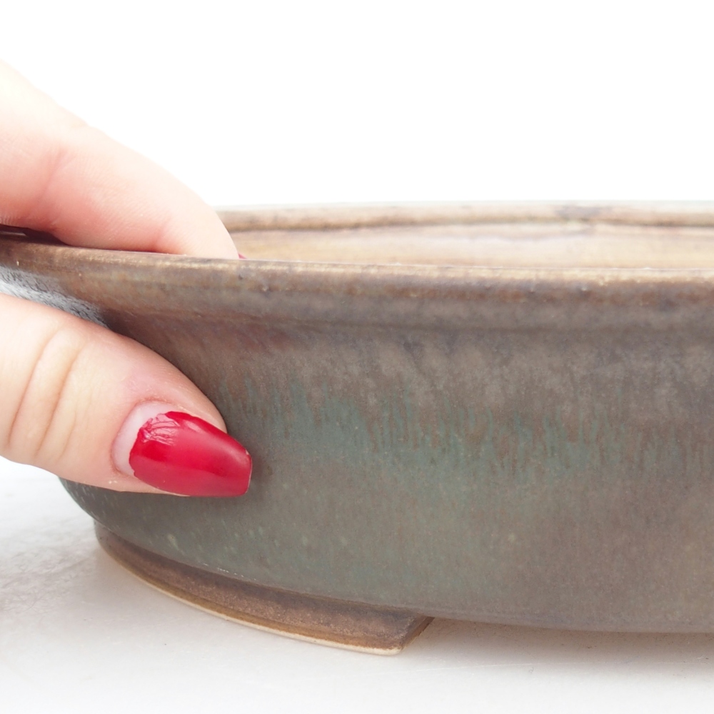 Ceramic bonsai bowl 26,5 x 24 x 5,5 cm, green