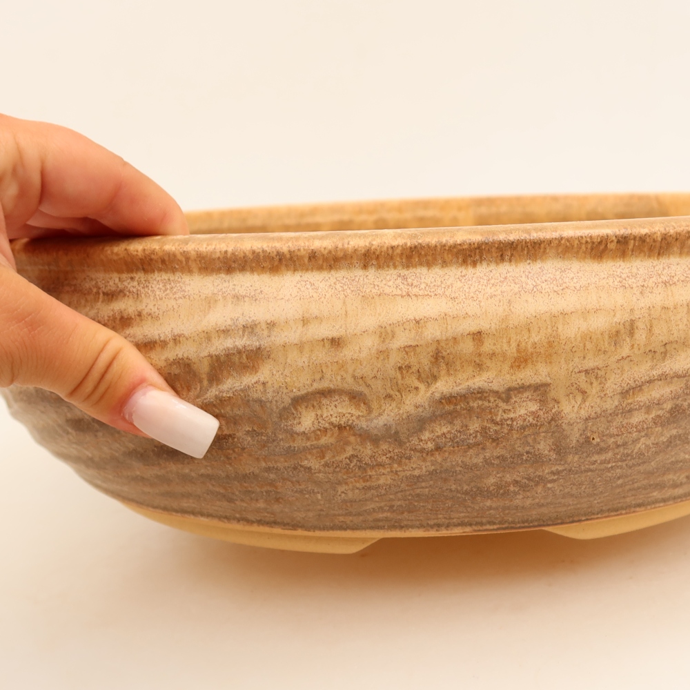 Ceramic bonsai pot, 32 x 32 x 9.5 cm, brown