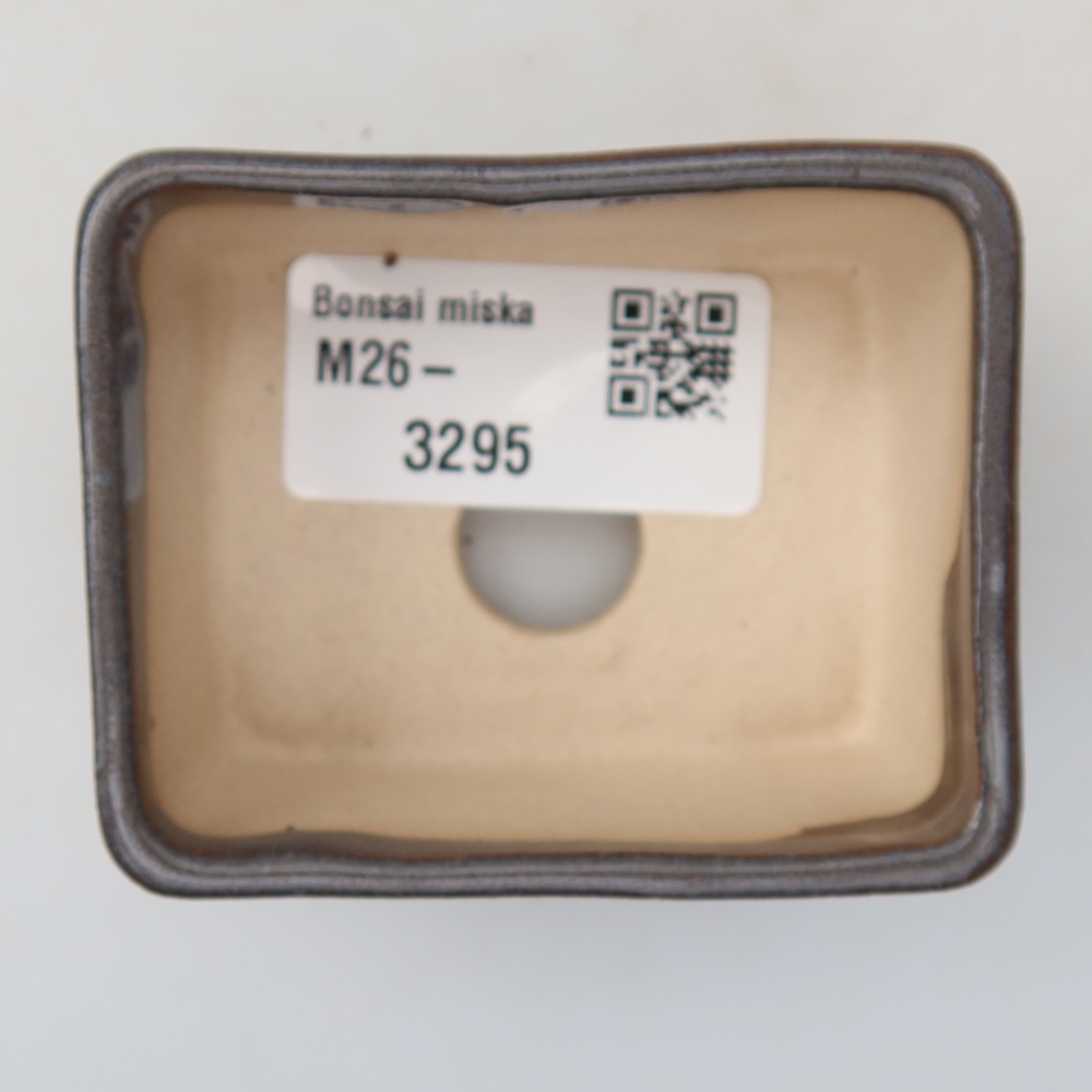 Ceramic bonsai pot, 6.5 x 5.5 x 3.5 cm, gray