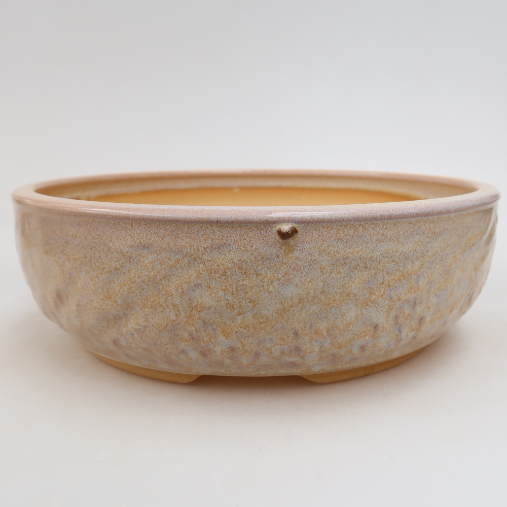 Ceramic bonsai pot, 22.5 x 22.5 x 7 cm, beige