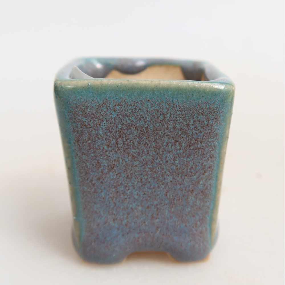 Ceramic bonsai pot, 3 x 3 x 3.5 cm, gray