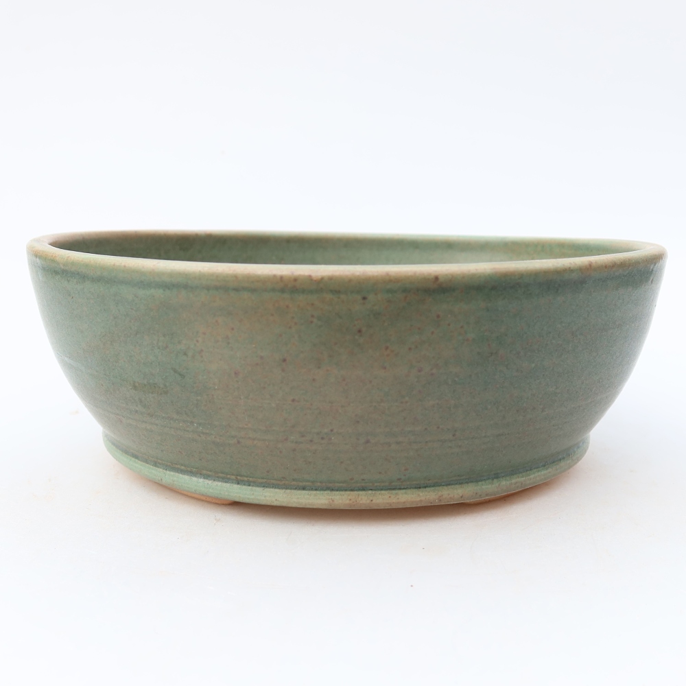 Ceramic bonsai pot, 18 x 18 x 6.5 cm, green
