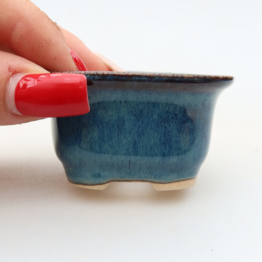 Ceramic bonsai pot, 6 x 5 x 3.5 cm, blue