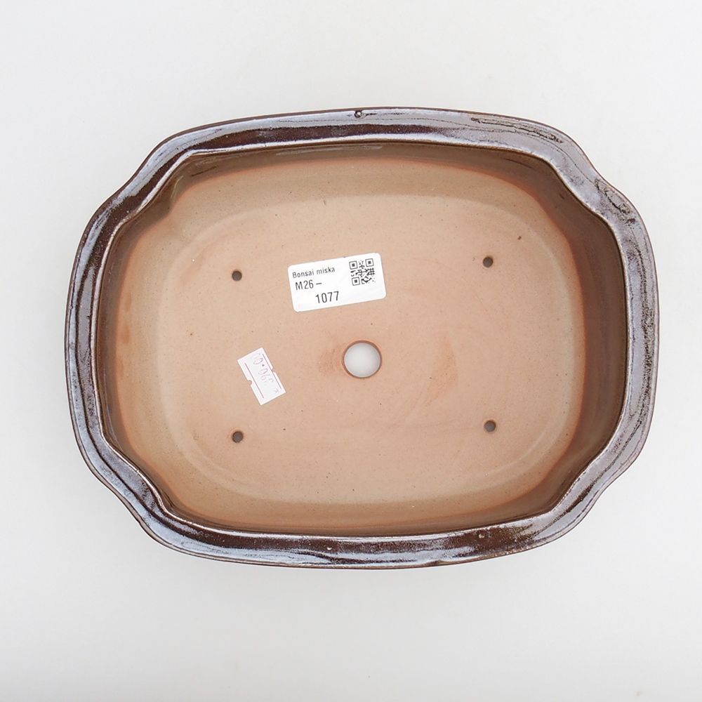 Ceramic bonsai bowl 22 x 16,5 x 7 cm, brown