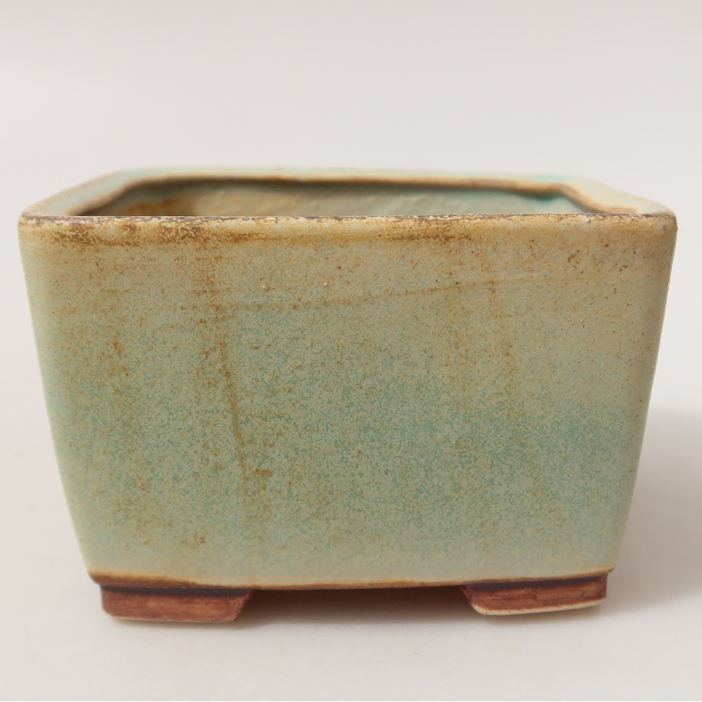 Ceramic bonsai pot, 10.5 x 10.5 x 7 cm, green