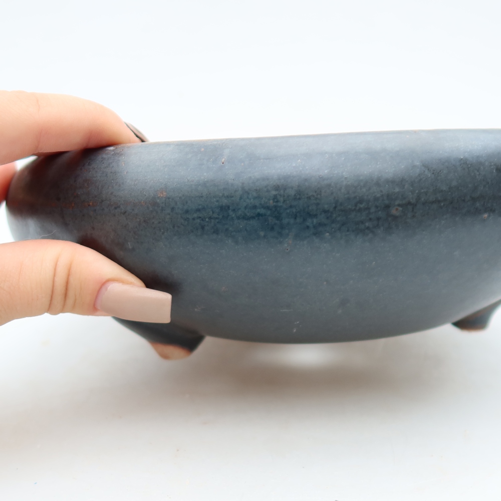 Ceramic bonsai pot, 20 x 20 x 7.5 cm, green