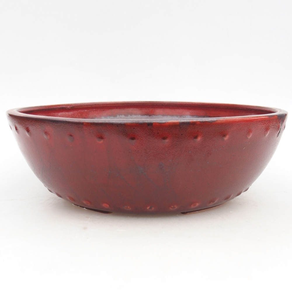 Ceramic bonsai bowl 24,5 x 24,5 x 7,5 cm, colour red