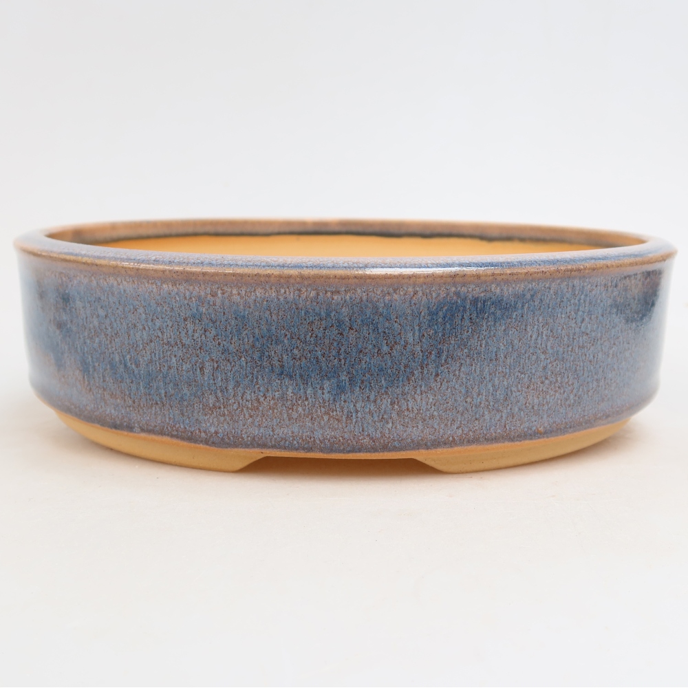 Ceramic bonsai pot, 22.5 x 22.5 x 5.5 cm, blue