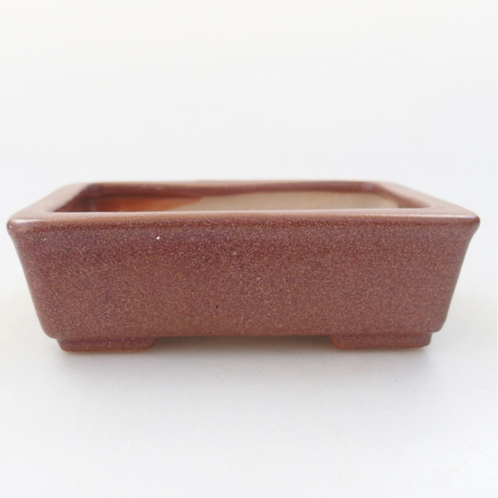 Ceramic bonsai bowl 11 x 8,5 x 3,5 cm, burgundy