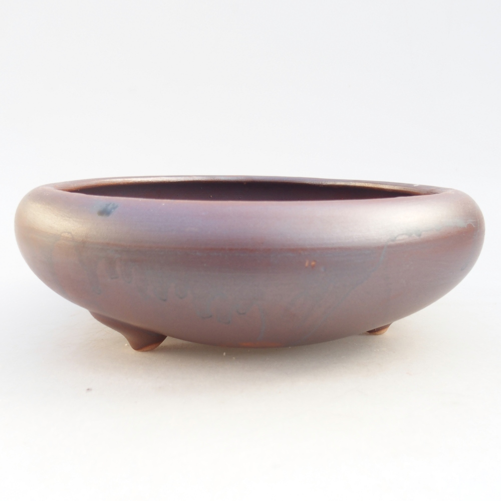 Ceramic bonsai bowl 21 x 21 x 7,5 cm, metal colour