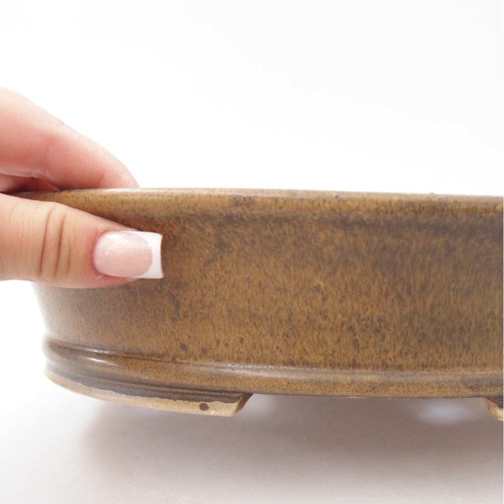 Ceramic bonsai bowl 27 x 24 x 6 cm, brown
