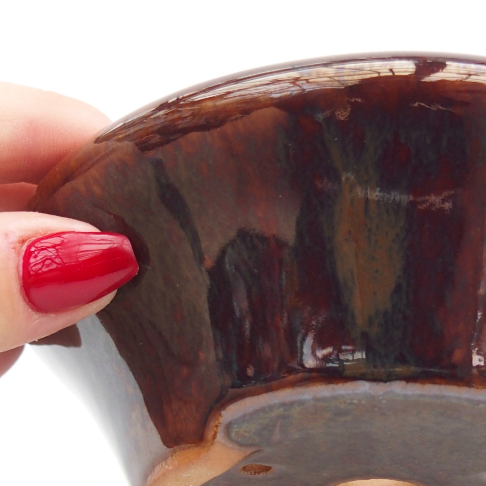 Ceramic bonsai bowl 13,5 x 13,5 x 5 cm, brown