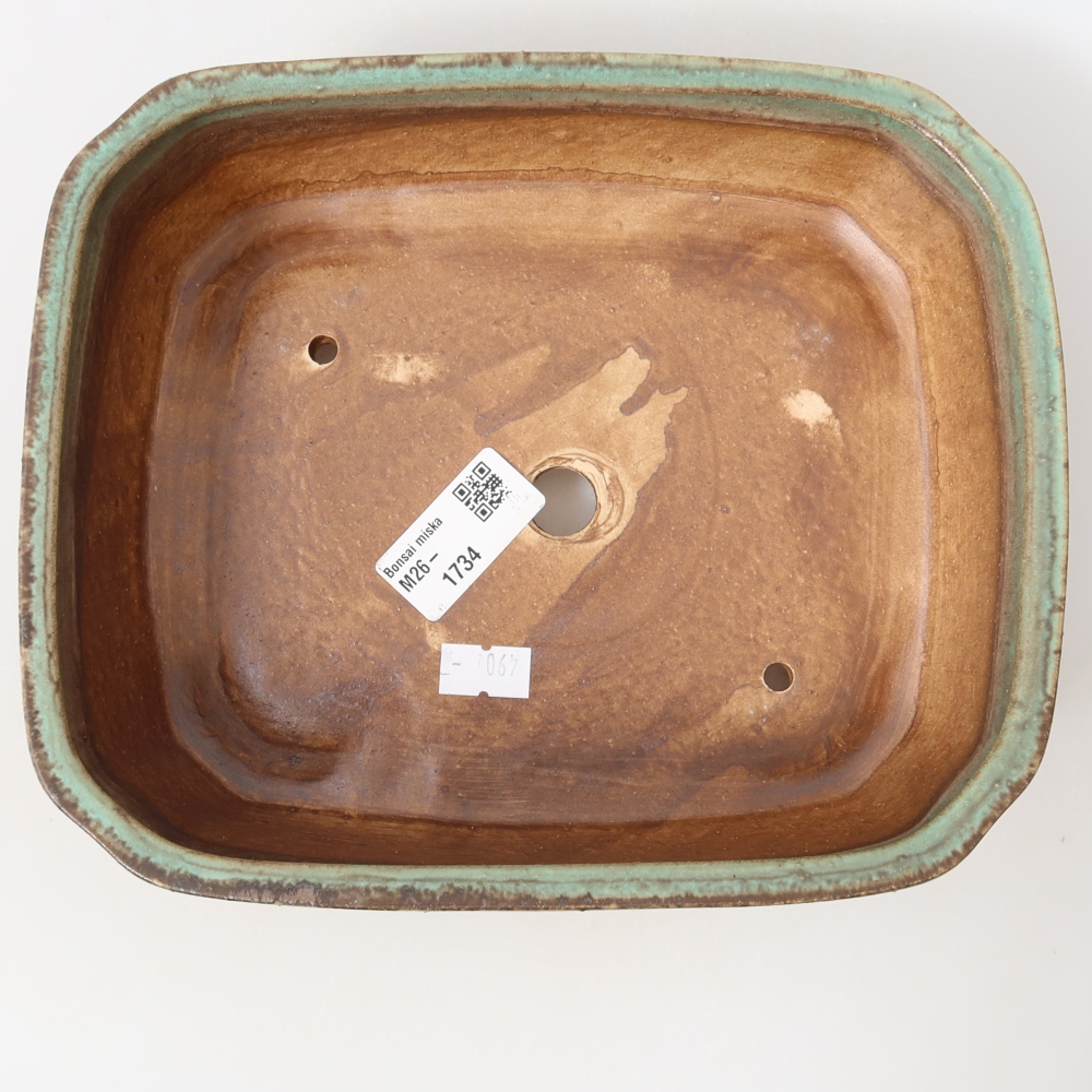 Ceramic bonsai pot, 21.5 x 18 x 6 cm, green