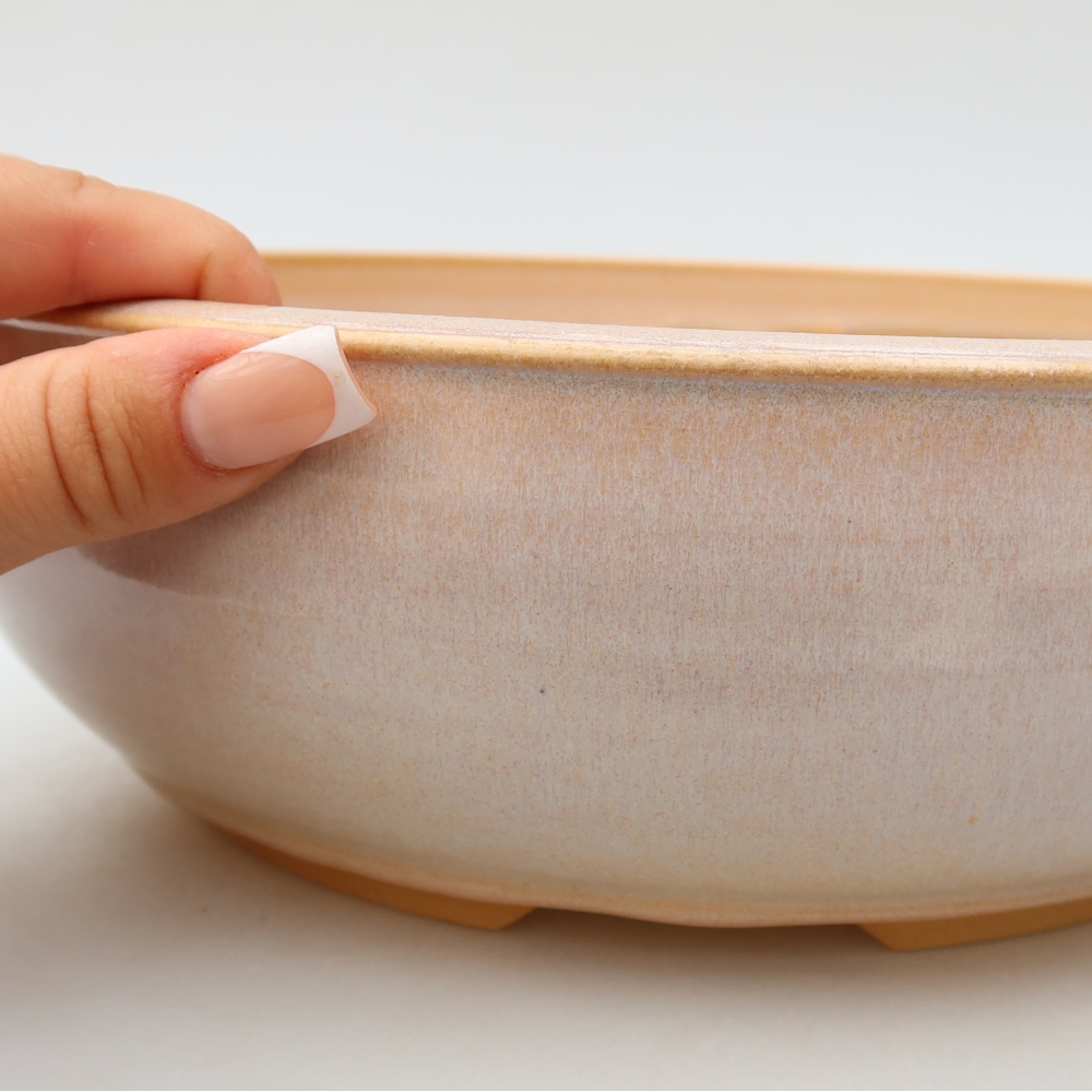 Ceramic bonsai pot, 26.5 x 26.5 x 8 cm, beige