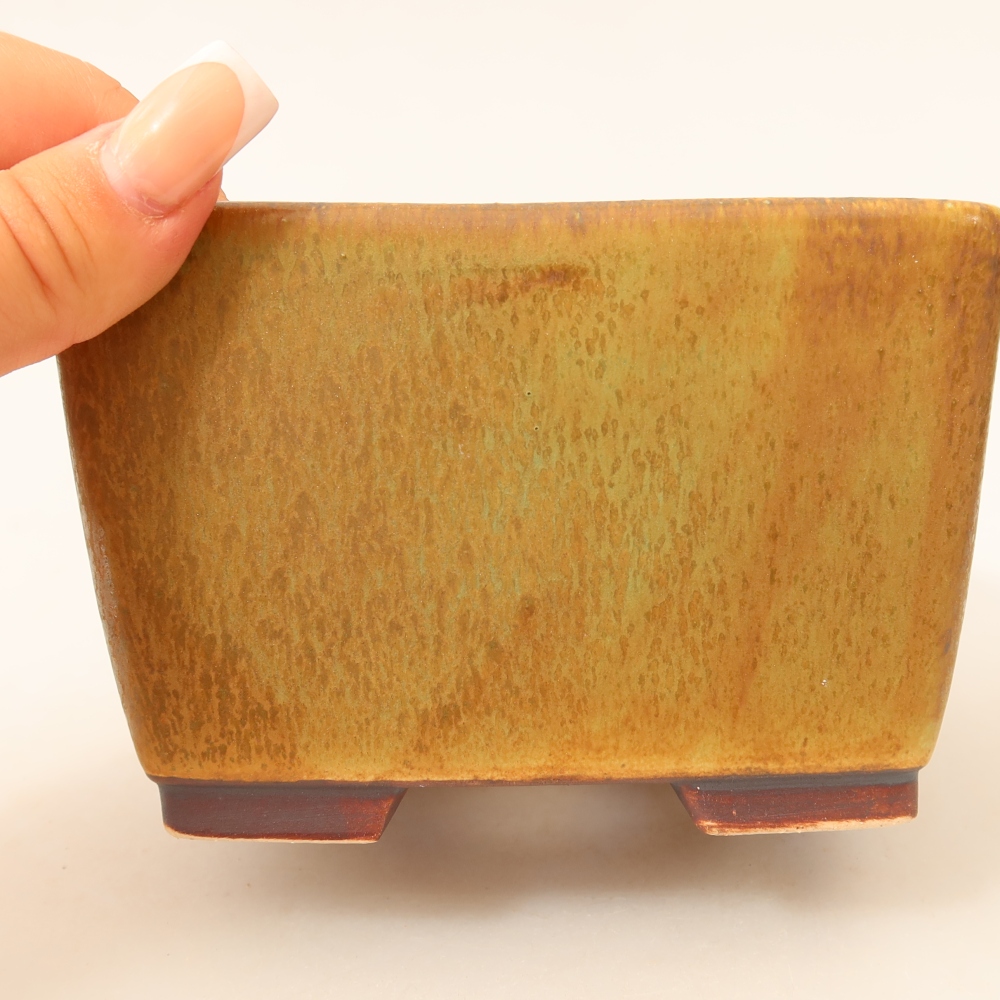 Ceramic bonsai pot, 13 x 13 x 8 cm, green