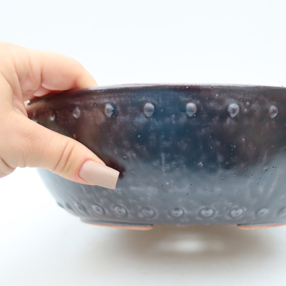 Ceramic bonsai pot, 24 x 24 x 8 cm, brown