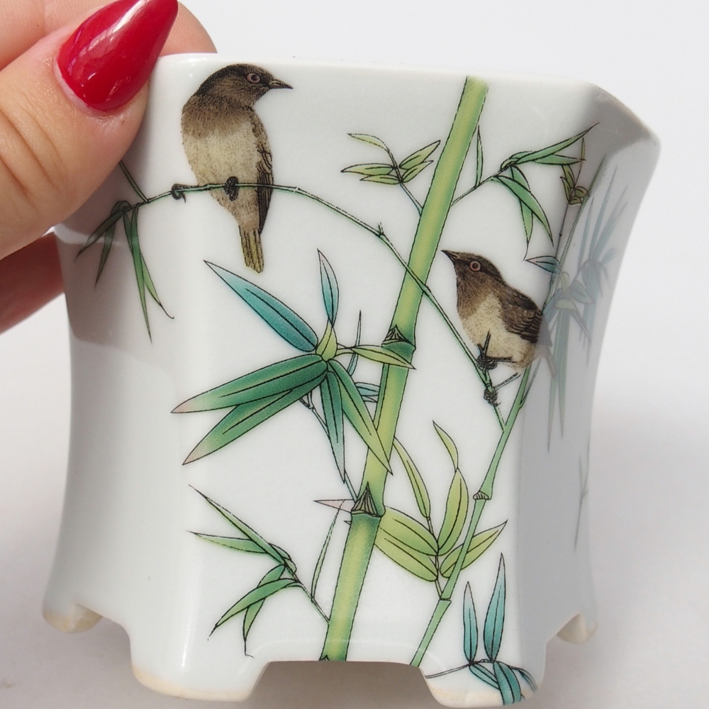 Ceramic bonsai bowl 10,5 x 9,5 x 9 cm, colour white