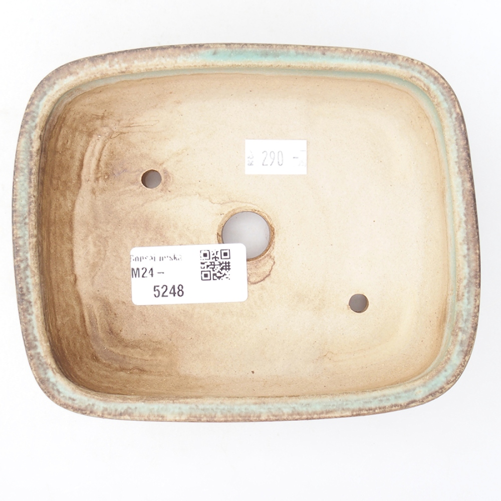 Ceramic bonsai bowl 14,5 x 11,5 x 4 cm, color green