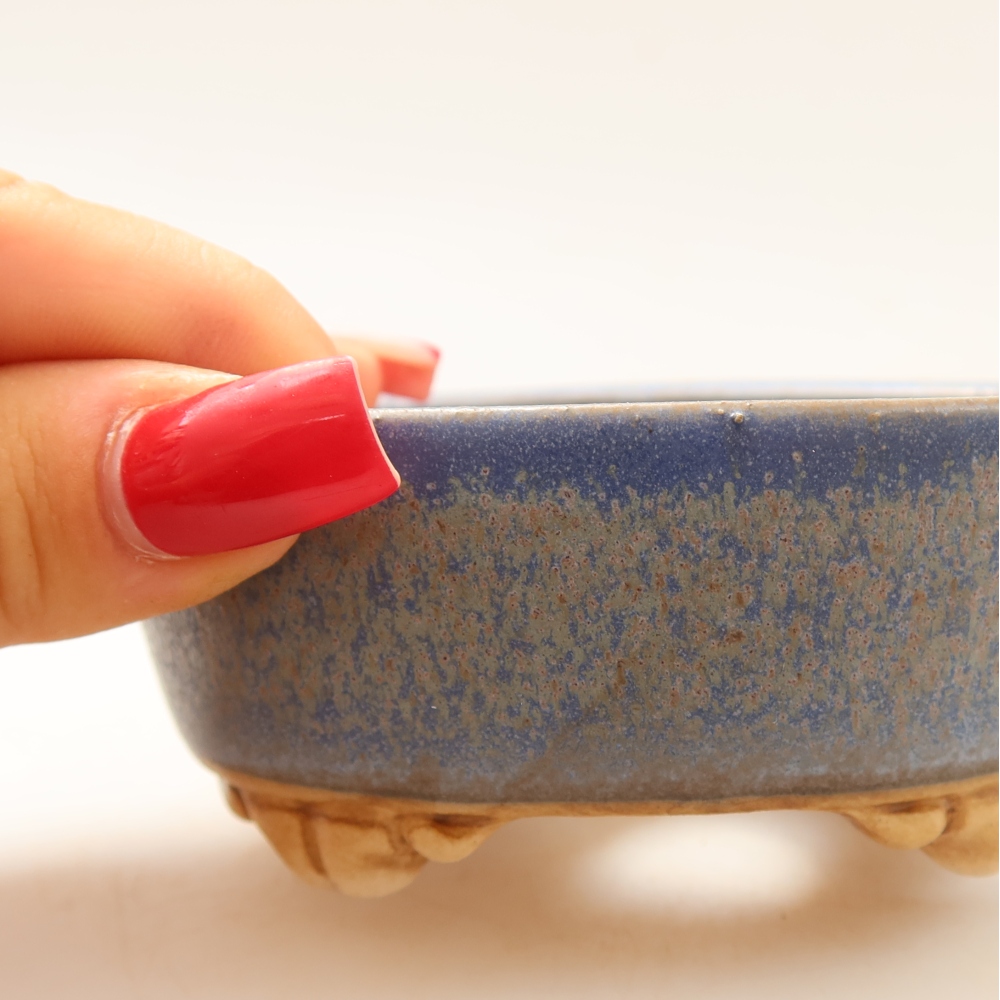 Ceramic bonsai pot, 9.5 x 8 x 4 cm, blue
