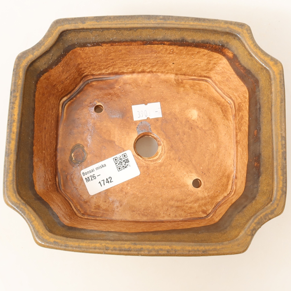 Ceramic bonsai pot, 18 x 15 x 6 cm, brown