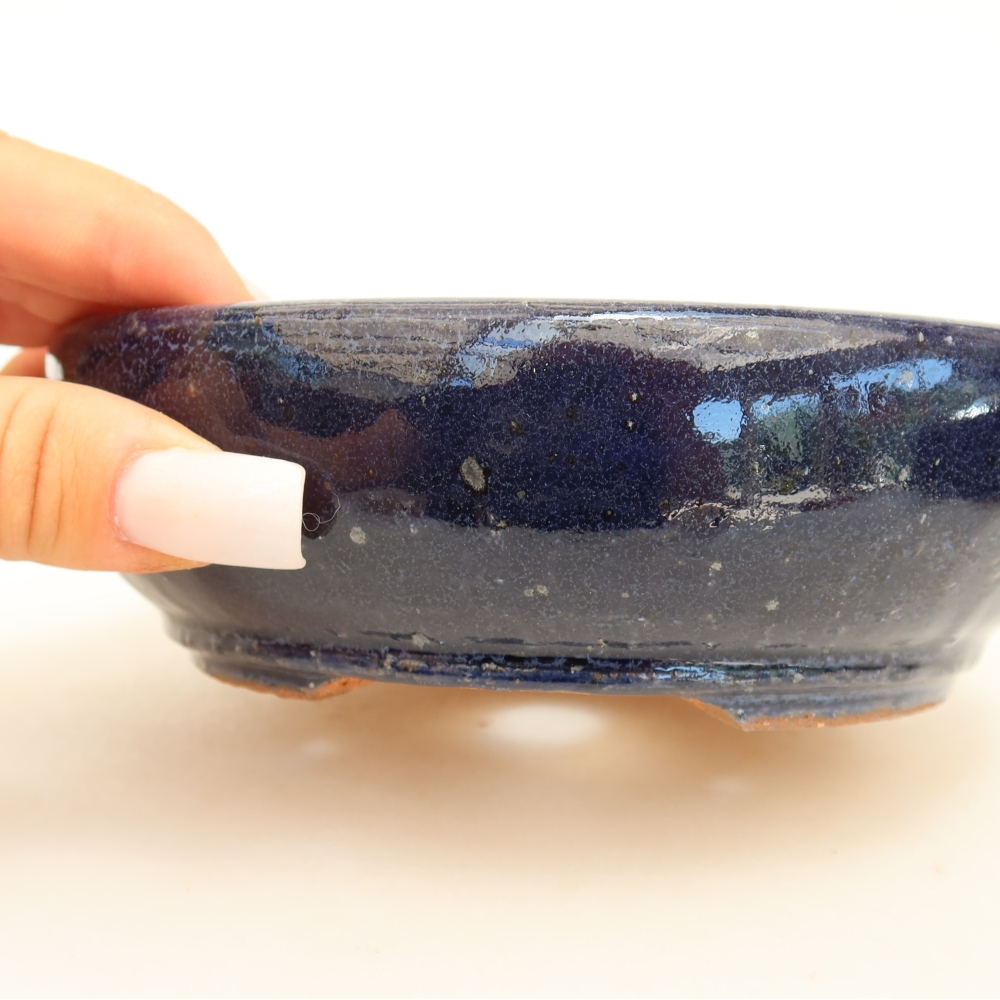Ceramic bonsai pot, 14.5 x 14.5 x 4.5 cm, blue