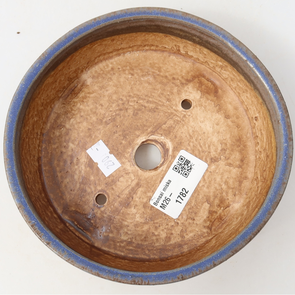 Ceramic bonsai pot, 15.5 x 15.5 x 5 cm, blue