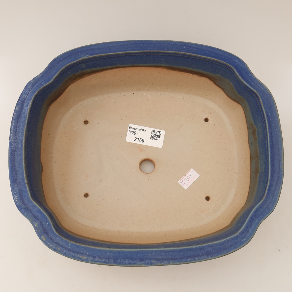 Ceramic bonsai pot, 24.5 x 21 x 7.5 cm, blue