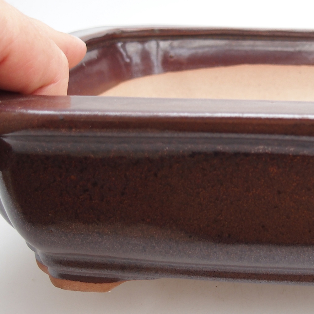 Ceramic bonsai bowl 27 x 21 x 7 cm, brown