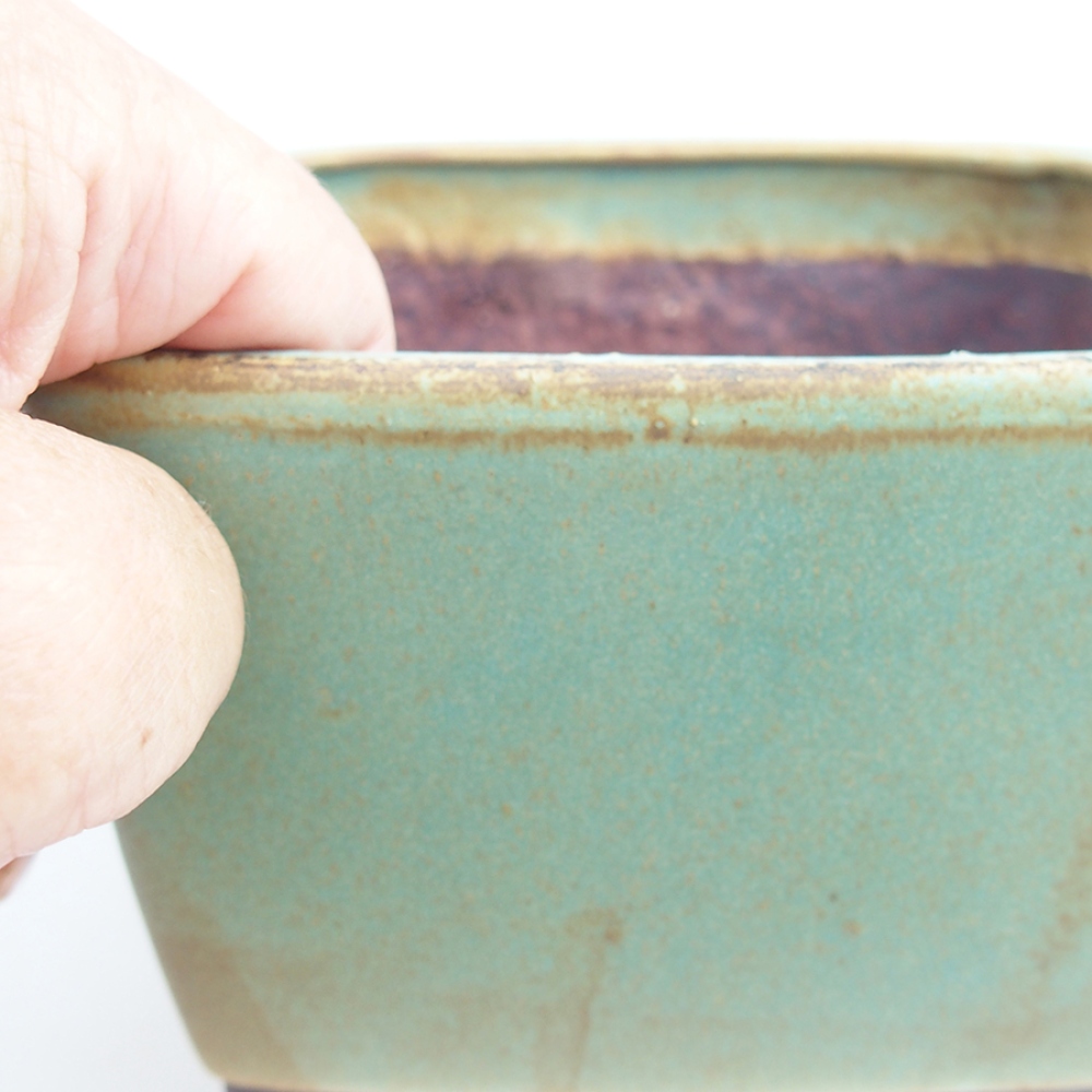 Ceramic bonsai bowl 12 x 12 x 8 cm, color green