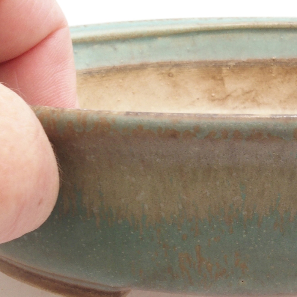 Ceramic bonsai bowl 17 x 15 x 4 cm, color green