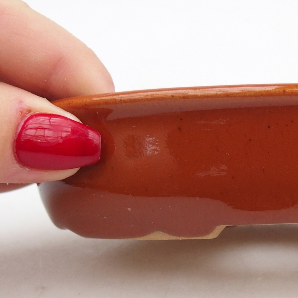 Ceramic bonsai bowl 12 x 8,5 x 3 cm, brown