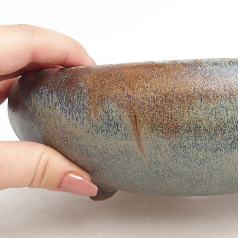 Ceramic bonsai bowl 21 x 21 x 7 cm, blue-grey